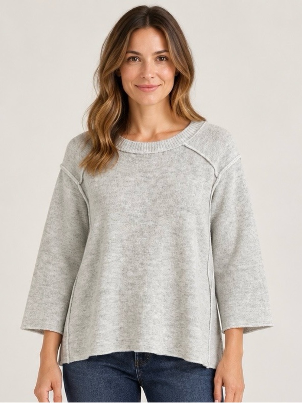 Zara Light Gray Women's Knit Pullover Sweater Size L Oversized